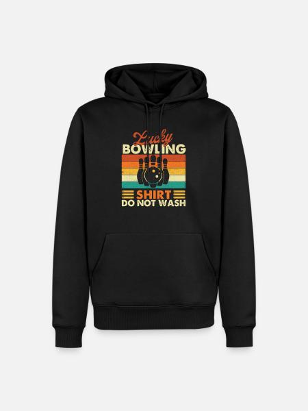 Lucky Bowling Shirt niet wassen - grappige Bowler - Mannen Premium Bio hoodie - zwart