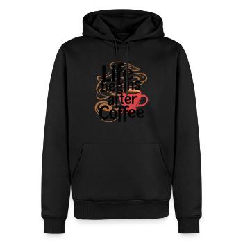 DAS LEBEN BEGINNT NACH DEM KAFFEE - Männer Premium Bio Hoodie - Schwarz - Vorne - Nico (187cm)