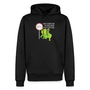 J’attends juste le bus parce que ma voiture s’amuse à crapauder - Sweat à capuche Premium bio Homme - noir - Devant - Nico (187cm)