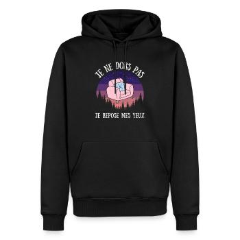 Je Ne Dors Pas Je Repose Mes Yeux Sieste Humour - Sweat à capuche Premium bio Homme - noir - Devant - Nico (187cm)