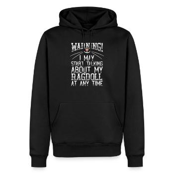 Avertissement Peut commencer à parler Ragdoll à tout moment Chat - Sweat à capuche Premium bio Homme - noir - Devant - Nico (187cm)