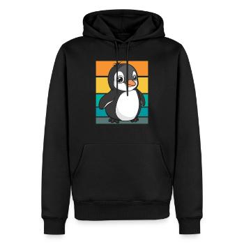 Pingouin rétro - Sweat à capuche Premium bio Homme - noir - Devant - Nico (187cm)