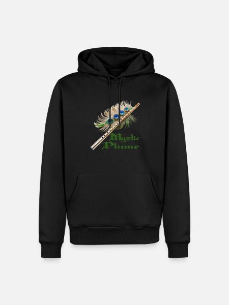 FLUTE FEATHER, MYSTIC PLUME - Men’s Premium Organic Hoodie - black