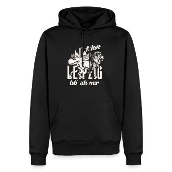 Mon Leipzig, je me loue sombrement - Sweat à capuche Premium bio Homme - noir - Devant - Nico (187cm)