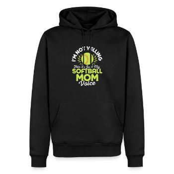 Je ne crie pas, c’est juste ma voix de mère de softball - Sweat à capuche Premium bio Homme - noir - Devant - Nico (187cm)
