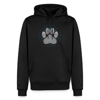 Patte de chien Drôle Animal Pawprint Humour Amoureux des animaux - Sweat à capuche Premium bio Homme - noir - Devant - Nico (187cm)