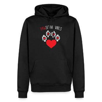 Pawsitive Vibes Cute Pawprints And Hearts Animal - Men’s Premium Organic Hoodie - black - Front - Nico (187cm)