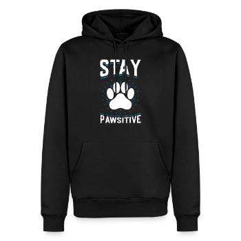 Stay Pawsitive Lustiger Hund Pfotenabdruck Tierliebhaber - Männer Premium Bio Hoodie - Schwarz - Vorne - Nico (187cm)