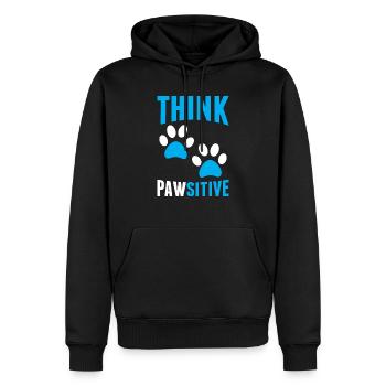 Think Pawsitive Funny Dog Pawprint Humor Animal - Men’s Premium Organic Hoodie - black - Front - Nico (187cm)
