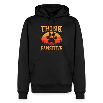 Think Pawsitive Retro Funny Dog Animal Pawprint - Men’s Premium Organic Hoodie - black - Front - Nico (187cm)
