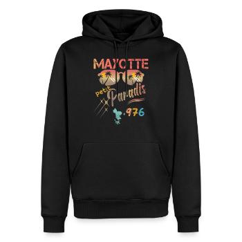 Geschenkidee Grafikdesign Karte von Mayotte 976 - Männer Premium Bio Hoodie - Schwarz - Vorne - Nico (187cm)