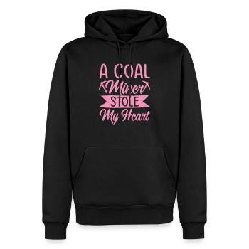Un mineur de charbon a volé mon cœur Femme Fille Mine - Sweat à capuche Premium bio Homme - noir - Devant - Nico (187cm)