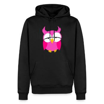 Pink Girl Owl Cartoon Oiseaux prédateurs nocturnes - Sweat à capuche Premium bio Homme - noir - Devant - Nico (187cm)