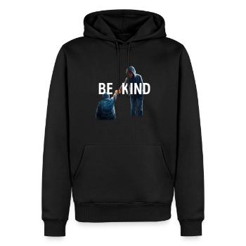 SEI FREUNDLICH - Männer Premium Bio Hoodie - Schwarz - Vorne - Nico (187cm)