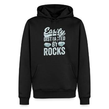 Easily Distracted By Rocks Geology Geologist - Männer Premium Bio Hoodie - Schwarz - Vorne - Nico (187cm)