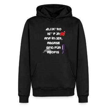 Elektro ist für Anfänger, Abgase sind für Profis - Männer Premium Bio Hoodie - Schwarz - Vorne - Nico (187cm)