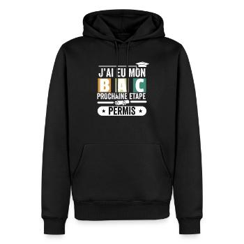 Cadeau Baccalauréat Bachelier Bachelière Bac 2024 - Sweat à capuche Premium bio Homme - noir - Devant - Nico (187cm)