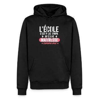 Cadeau maitresse d'école humour maitresse - Sweat à capuche Premium bio Homme - noir - Devant - Nico (187cm)
