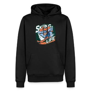 SKIFAHREN IST LEBEN - Männer Premium Bio Hoodie - Schwarz - Vorne - Nico (187cm)