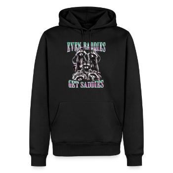 Auch Bösewichte werden Traurige Grafik Waschbär Lustig - Männer Premium Bio Hoodie - Schwarz - Vorne - Nico (187cm)