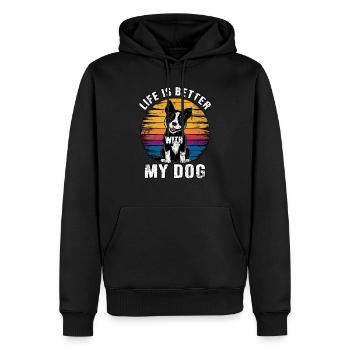 Life is better with my dog - Men’s Premium Organic Hoodie - black - Front - Nico (187cm)