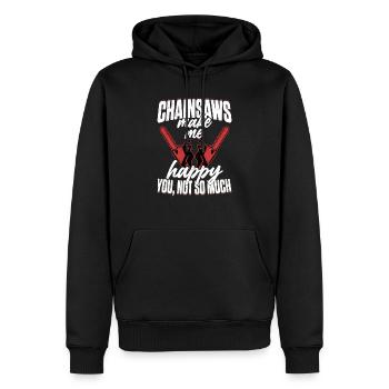 Les tronçonneuses me rendent heureux toi, pas tellement bûcheron lo - Sweat à capuche Premium bio Homme - noir - Devant - Nico (187cm)