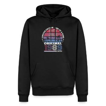 35ème Anniversaire Original 1989 Millésime 1989 - Sweat à capuche Premium bio Homme - noir - Devant - Nico (187cm)