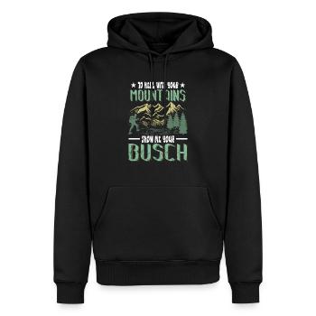 Au diable vos montagnes randonnée amusante - Sweat à capuche Premium bio Homme - noir - Devant - Nico (187cm)