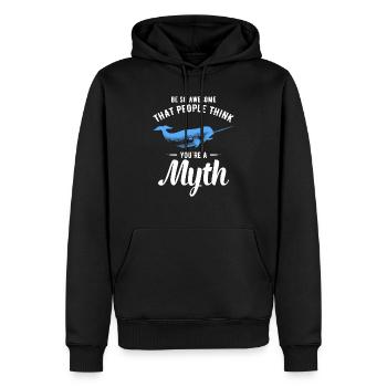 Sois si génial que les gens pensent que tu es un mythe amusant - Sweat à capuche Premium bio Homme - noir - Devant - Nico (187cm)