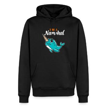 Ich bin ein Narwal Einhorn des Meeres Lustiger Seewal - Männer Premium Bio Hoodie - Schwarz - Vorne - Nico (187cm)
