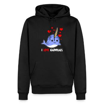 Ich liebe Narwale Herzen Einhorn Des Meeres Süß - Männer Premium Bio Hoodie - Schwarz - Vorne - Nico (187cm)