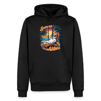 chat sur la plage pour l'été - Sweat à capuche Premium bio Homme - noir - Devant - Nico (187cm)