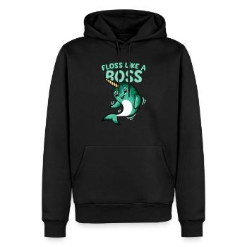 Floss Like A Bossy T-Shirt Flossing Dance Narwhal - Sweat à capuche Premium bio Homme - noir - Devant - Nico (187cm)