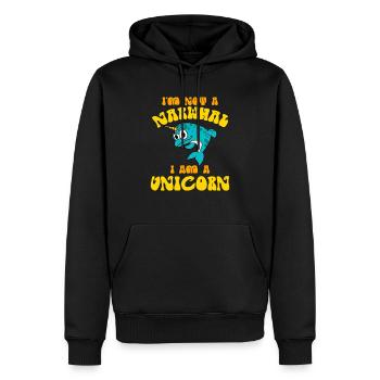 Je ne suis pas un narval, je suis une licorne drôle d’animal marin - Sweat à capuche Premium bio Homme - noir - Devant - Nico (187cm)