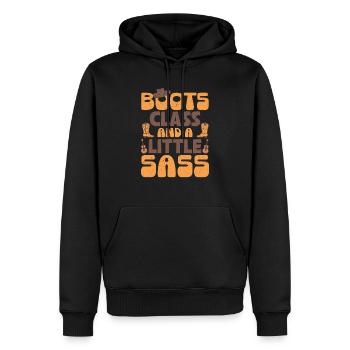 Des bottes, de la classe et un peu d’insolence dans l’Ouest de la musique country - Sweat à capuche Premium bio Homme - noir - Devant - Nico (187cm)