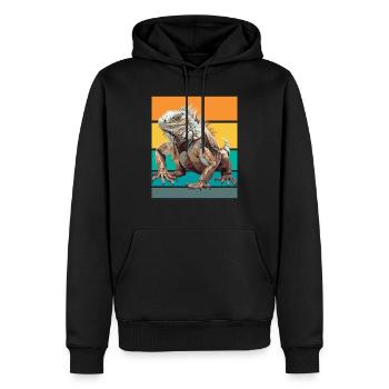 Leguan Retro Design - Männer Premium Bio Hoodie - Schwarz - Vorne - Nico (187cm)