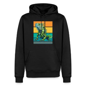 Retro Iguana - Men’s Premium Organic Hoodie - black - Front - Nico (187cm)