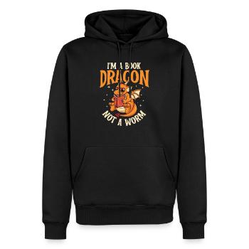 I'm A Book Dragon Not A Worm - Book Lover Reader - Men’s Premium Organic Hoodie - black - Front - Nico (187cm)