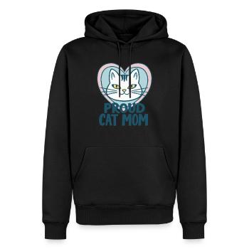 STOLZE KATZENMAMA - Männer Premium Bio Hoodie - Schwarz - Vorne - Nico (187cm)