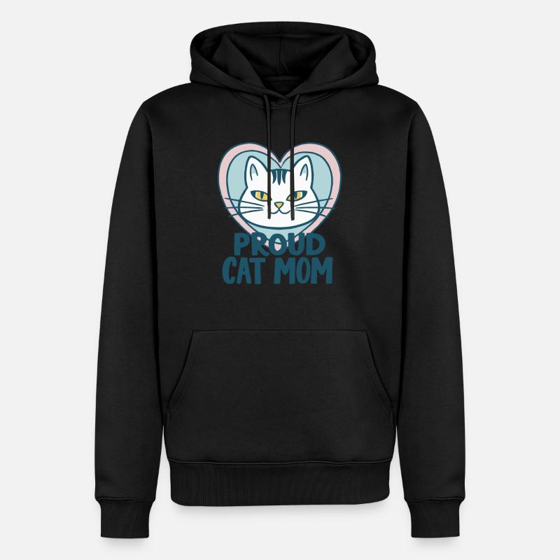 FIÈRE MAMAN CHAT - Sweat à capuche Premium bio Homme - noir