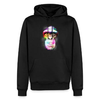 Coloré Rétro Réaliste Visage De Singe Graphique Drôle - Sweat à capuche Premium bio Homme - noir - Devant - Nico (187cm)