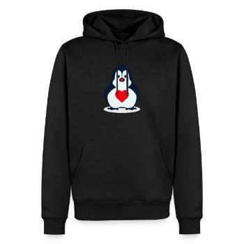 Chemise coeur pingouin - Drôle mignon oiseau amoureux des animaux - Sweat à capuche Premium bio Homme - noir - Devant - Nico (187cm)