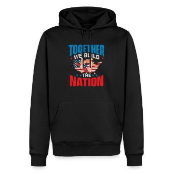 Gemeinsam bauen wir die Nation Tag der Arbeit auf - Männer Premium Bio Hoodie - Schwarz - Vorne - Nico (187cm)