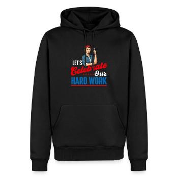 Feiern wir unseren Tag der harten Arbeit - Männer Premium Bio Hoodie - Schwarz - Vorne - Nico (187cm)