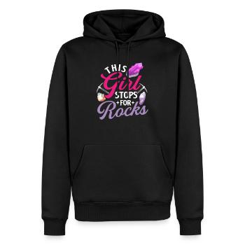 Cette fille s’arrête pour les roches Geode Hunter - Sweat à capuche Premium bio Homme - noir - Devant - Nico (187cm)