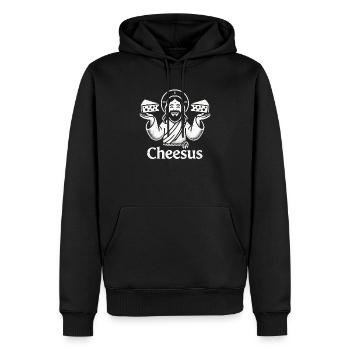 Cheesus Jesus Christian Lustig Käse Liebhaber Glaube - Männer Premium Bio Hoodie - Schwarz - Vorne - Nico (187cm)