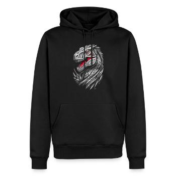 Dinosaure T-rex géométrique - Sweat à capuche Premium bio Homme - noir - Devant - Nico (187cm)