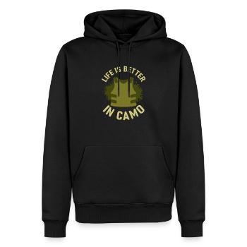 La vie est meilleure dans Camo Paintball Tactical Player - Sweat à capuche Premium bio Homme - noir - Devant - Nico (187cm)