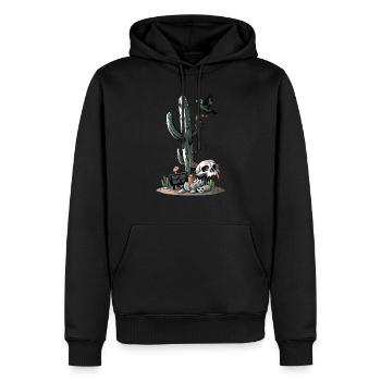 POPULATION 5000 HABITANTS - Sweat à capuche Premium bio Homme - noir - Devant - Nico (187cm)