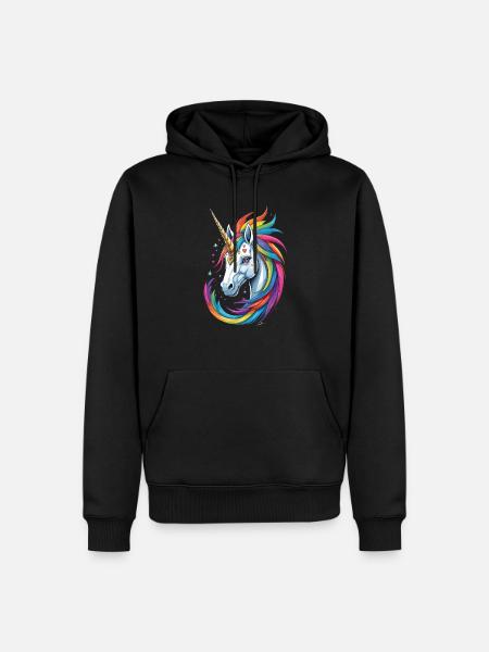 Buntes Einhorn - Männer Premium Bio Hoodie - Schwarz